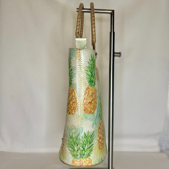 Brahmin Leather Mod Bowie Multi Pompano Pineapple Ring Handle Tote Bag NEW - Picture 8 of 12